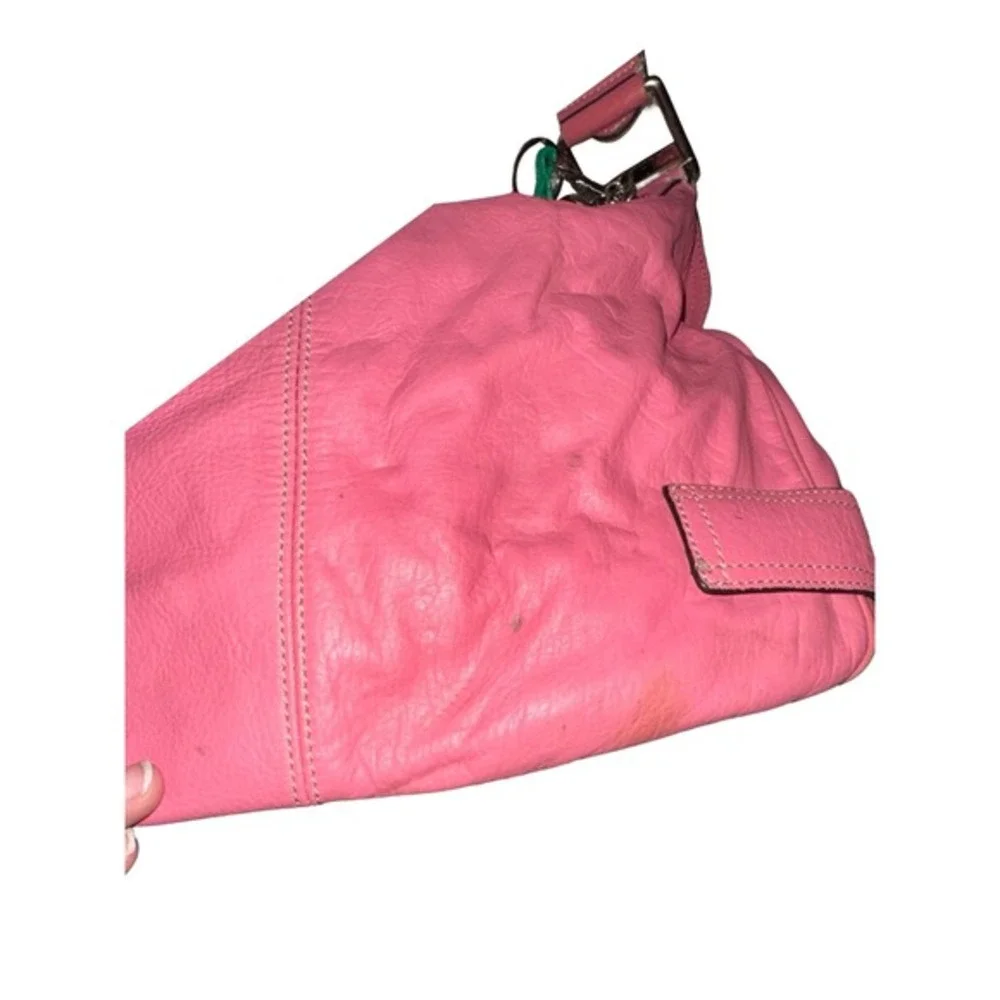 VTG Y2K Franco‎ Sarto pink  100% Genuine Leather Shoulder hobo bag buckle accent